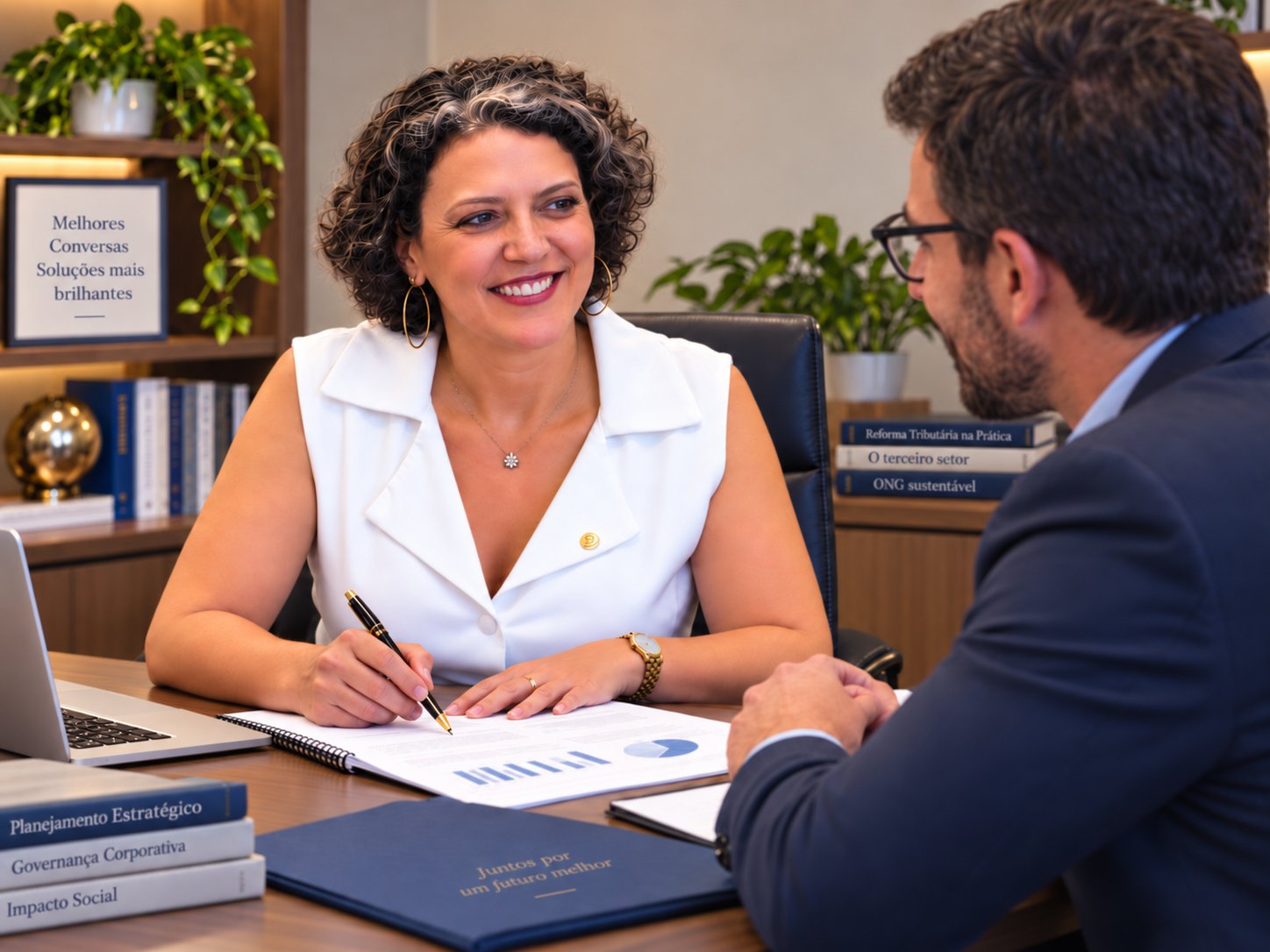 Empresária analisando resultados financeiros
